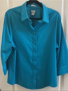 Chico's Vibrant Teal Button-Front Blouse